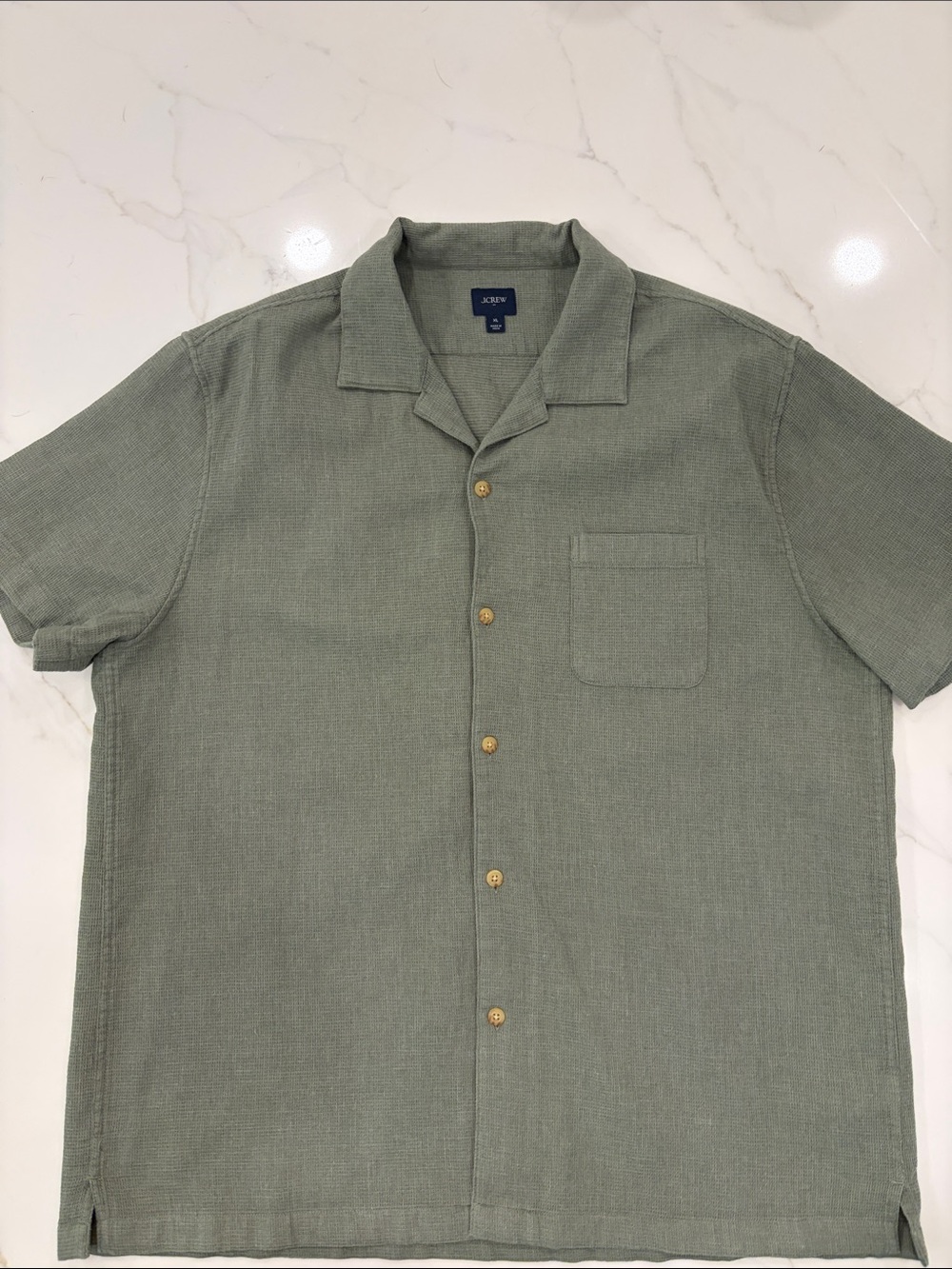 J. Crew Olive Green Short-Sleeve Button-Down Shirt